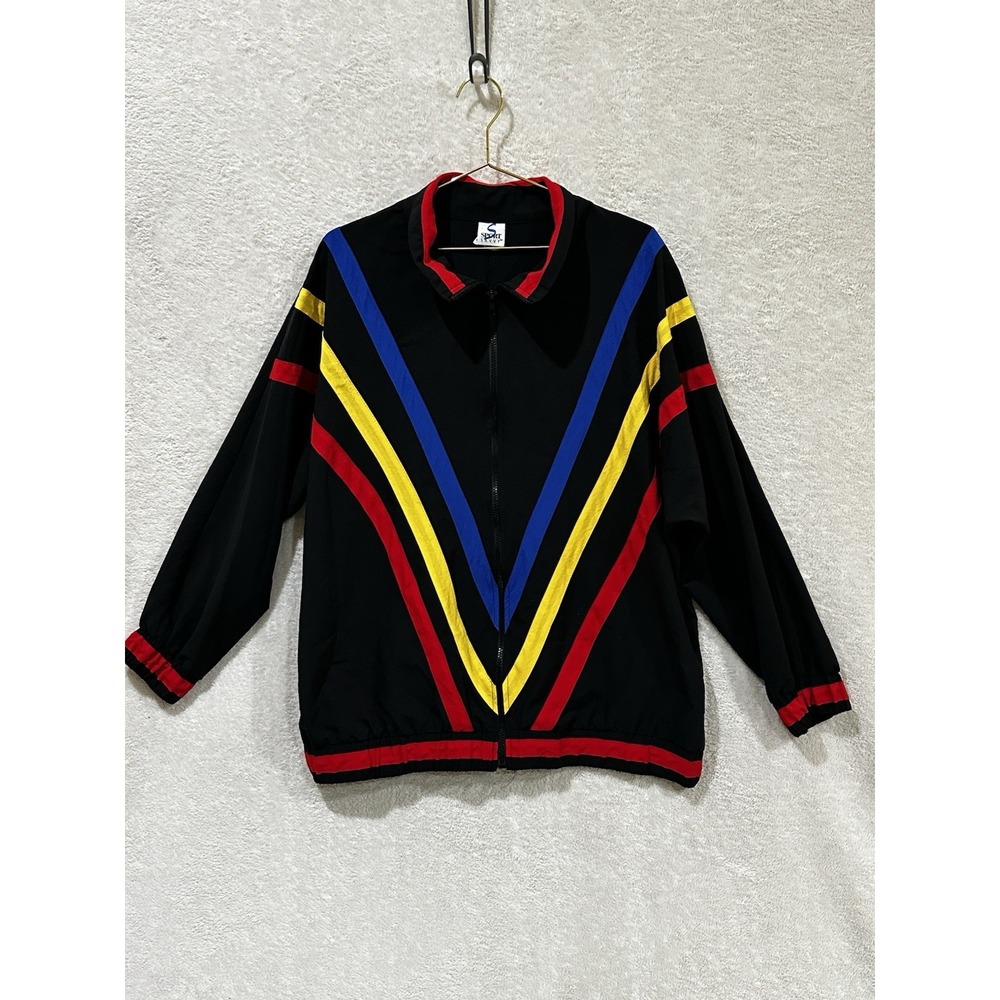 Vintage Sport Savvy Full Zip Up Jacket Women's Size 1X Black Windbreaker
